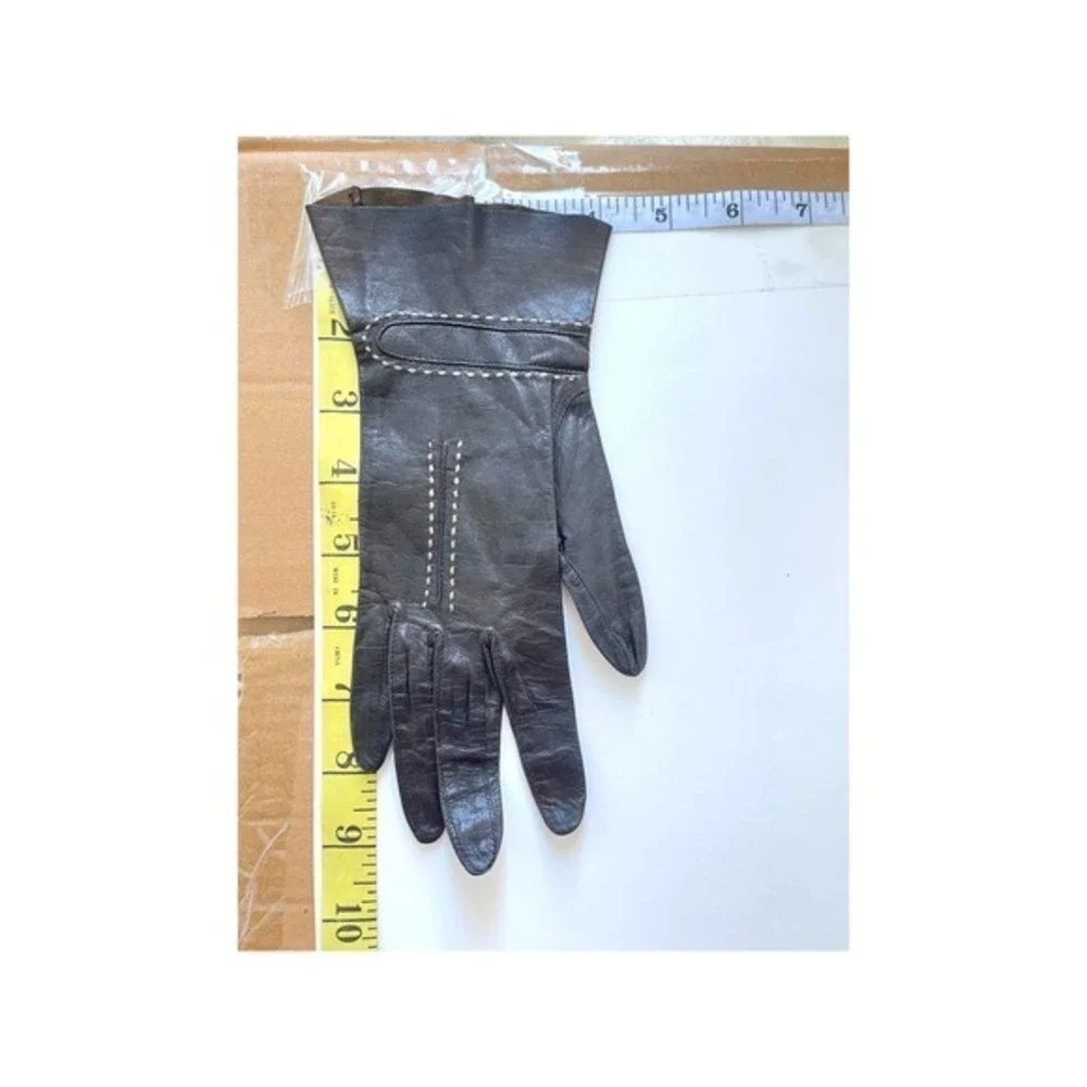 Vintage Detailed Cutout Above Wrist Black Driving Gloves 1960’s Ruffle